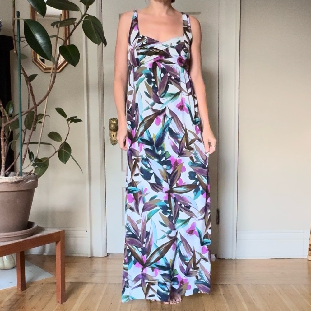 NY & Co Vibrant Floral Maxi Dreas, XS/S, Beach, Vacation & Summer, Tropical